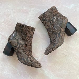 Sanctuary Bossanova Snakeskin Leather Heeled Bootie Sz 7.5M